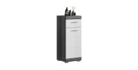 Lage opbergkast SCOTT – 1 deur en 1 lade – Donkergrijs en wit – 37x88x31 cm 