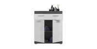 Meuble de rangement bas SCOTT – 2 portes et 1 tiroir – Gris foncé et blanc – 74x88x31 cm 