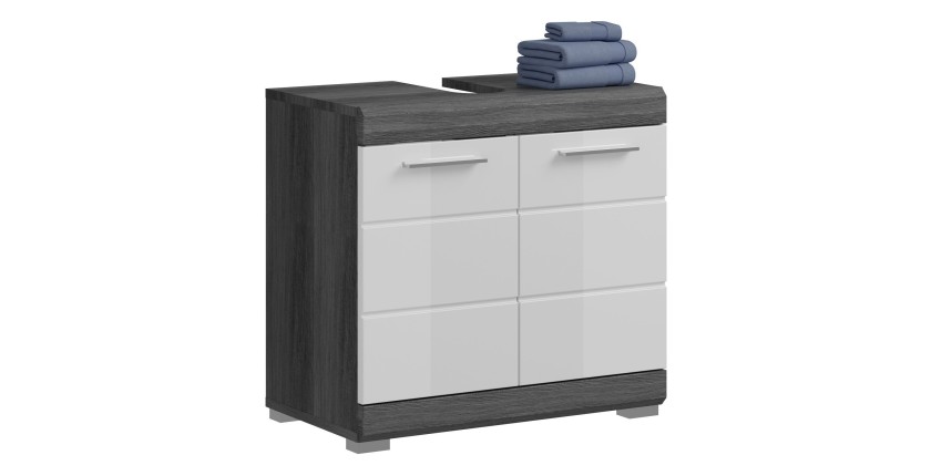 Badkamermeubel SCOTT - 2 deuren - Donkergrijs en wit - 60x56x34 cm 