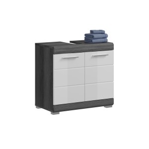 Badkamermeubel SCOTT - 2 deuren - Donkergrijs en wit - 60x56x34 cm 