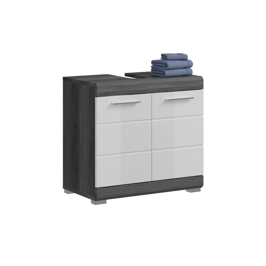 Badkamermeubel SCOTT - 2 deuren - Donkergrijs en wit - 60x56x34 cm 