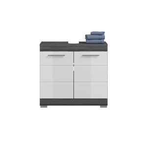 Badkamermeubel SCOTT - 2 deuren - Donkergrijs en wit - 60x56x34 cm 