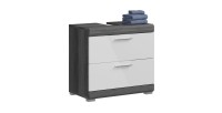 Meuble sous vasque SCOTT – 2 tiroirs – Gris foncé et blanc – 60x56x37 cm 