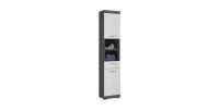 Colonne de salle de bain SCOTT – 2 portes et 1 tiroir – Gris foncé et blanc – 37x191x31 cm 
