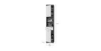 Colonne de salle de bain SCOTT – 2 portes et 1 tiroir – Gris foncé et blanc – 37x191x31 cm 