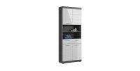 Colonne de salle de bain SCOTT – 4 portes et 1 tiroir – Gris foncé et blanc – 74x191x31 cm 