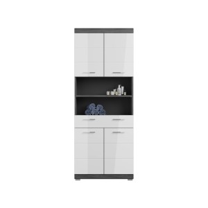 Colonne de salle de bain SCOTT – 4 portes et 1 tiroir – Gris foncé et blanc – 74x191x31 cm 