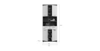 Colonne de salle de bain SCOTT – 4 portes et 1 tiroir – Gris foncé et blanc – 74x191x31 cm 