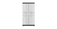 Meuble de rangement SCOTT – 4 portes et 1 tiroir – Gris foncé et blanc – 74x141x31 cm 