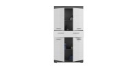 Meuble de rangement SCOTT – 4 portes et 1 tiroir – Gris foncé et blanc – 74x141x31 cm 