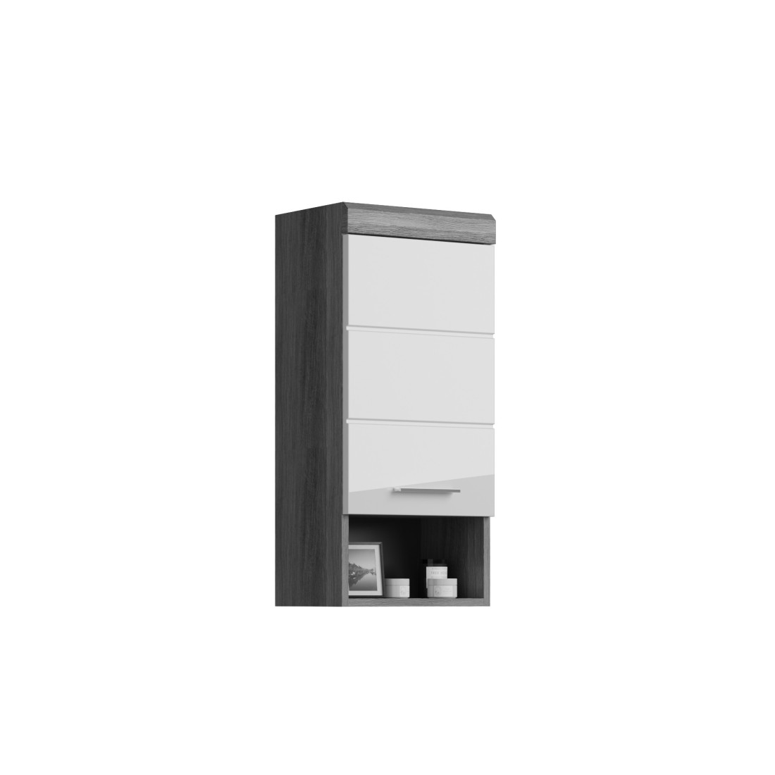 Demi-colonne de rangement SCOTT – 1 porte – Gris foncé et blanc – 37x79x24 cm 