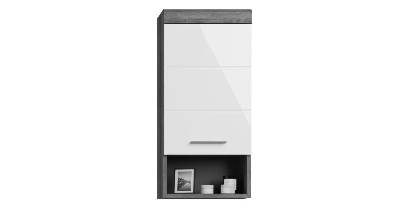 Demi-colonne de rangement SCOTT – 1 porte – Gris foncé et blanc – 37x79x24 cm 