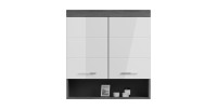 Meuble de rangement haut SCOTT – 2 portes – Gris foncé et blanc – 74x79x24 cm 