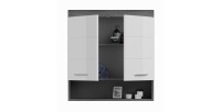 Meuble de rangement haut SCOTT – 2 portes – Gris foncé et blanc – 74x79x24 cm 