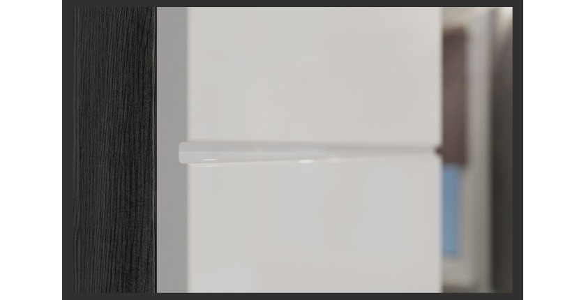 Meuble de rangement haut SCOTT – 2 portes – Gris foncé et blanc – 74x79x24 cm 