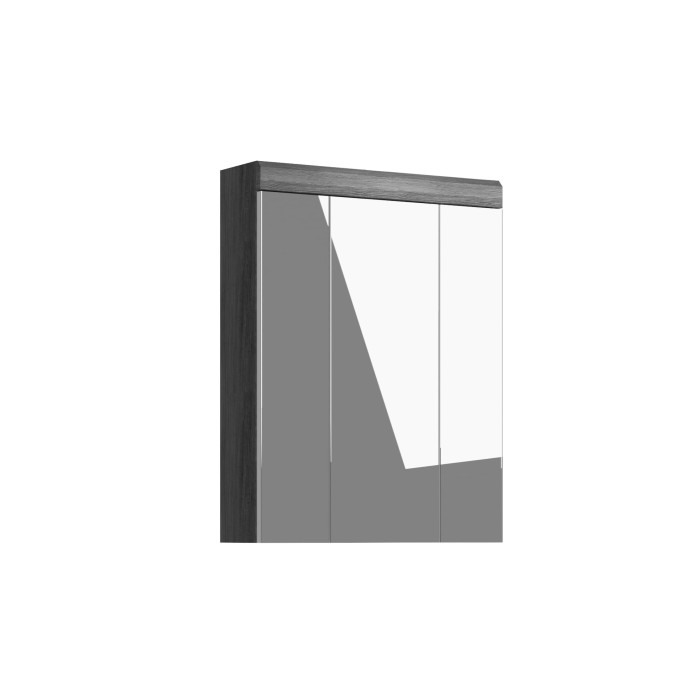 Hoge opbergkast SCOTT - 3 deuren met spiegel - Donkergrijs en wit - 60x79x18 cm 