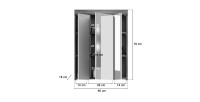 Hoge opbergkast SCOTT - 3 deuren met spiegel - Donkergrijs en wit - 60x79x18 cm 
