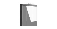 Hoge opbergkast SCOTT - 3 deuren met spiegel en LED - Donkergrijs en wit - 60x79x37 cm 