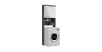 Meuble de rangement SCOTT – Machine à laver – Gris foncé et blanc – 63x191x24 cm 