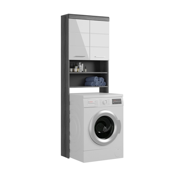 Aufbewahrungsmöbel SCOTT – Waschmaschine – Dunkelgrau und Weiß – 63x191x24 cm 