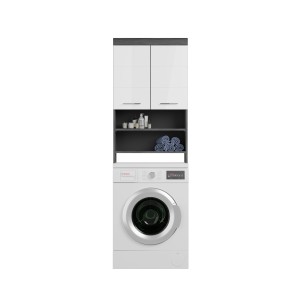Meuble de rangement SCOTT – Machine à laver – Gris foncé et blanc – 63x191x24 cm 