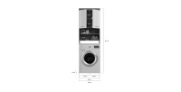 Meuble de rangement SCOTT – Machine à laver – Gris foncé et blanc – 63x191x24 cm 