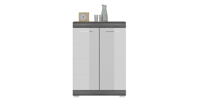 Buffet SCOTT – 2 portes – Gris foncé et blanc – 60x85x37 cm 