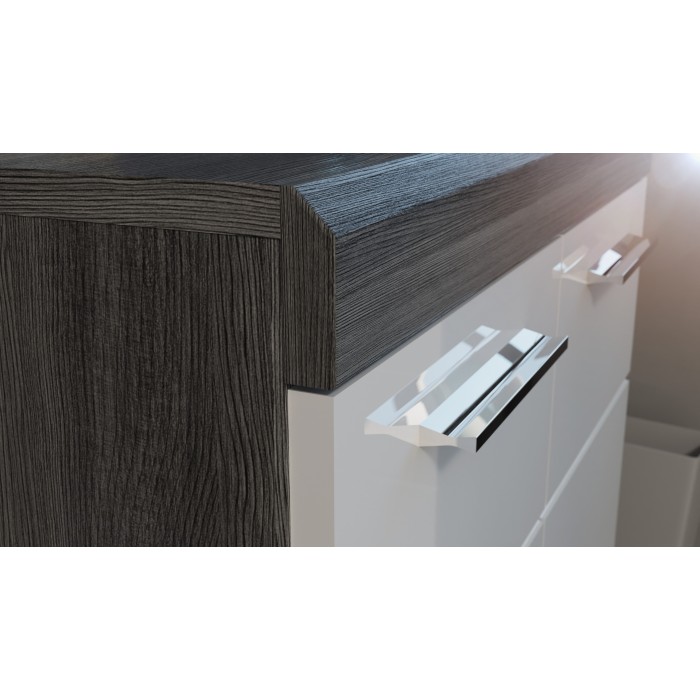 Credenza SCOTT – 4 cassetti e 1 porta – Grigio scuro e bianco – 80x85x37 cm 