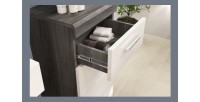 Ensemble salle de bain SCOTT – Meuble sous vasque, miroir, colonne et 2 demi-colonnes – Gris foncé et blanc 