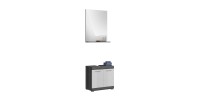 Ensemble salle de bain SCOTT – Meuble sous vasque et miroir – Gris foncé et blanc 
