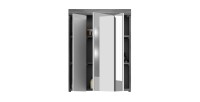 Set bagno SCOTT – Mobile sotto lavabo, mobile contenitore con specchio e 2 mezze colonne – Grigio scuro e bianco 