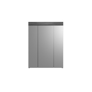 Ensemble salle de bain SCOTT – Meuble sous vasque et meuble de rangement avec miroir – Gris foncé et blanc 