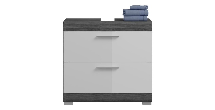 Ensemble salle de bain SCOTT – Meuble sous vasque, miroir, colonne et 2 demi-colonnes 
