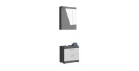 Ensemble salle de bain SCOTT – Meuble sous vasque et rangement avec miroir 