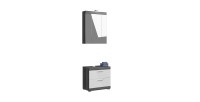 Ensemble salle de bain SCOTT – Meuble sous vasque et rangement avec miroir LED 