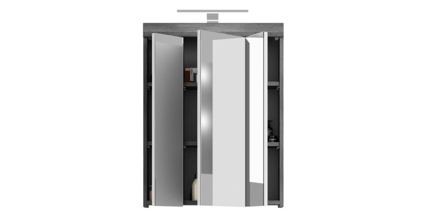 Ensemble salle de bain SCOTT – Meuble sous vasque et rangement avec miroir LED 
