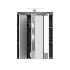 Ensemble salle de bain SCOTT – Meuble sous vasque et rangement avec miroir LED 