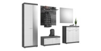Ensemble d'entrée SCOTT – Meubles de rangement avec miroir et porte-manteaux 