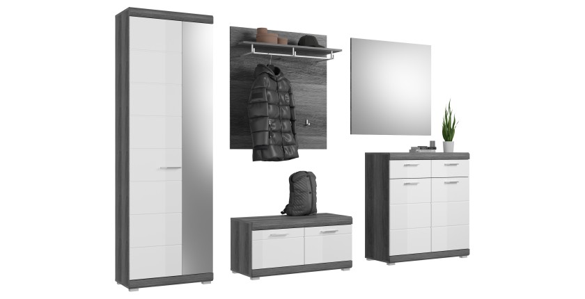 Ensemble d'entrée SCOTT – Meubles de rangement avec miroir et porte-manteaux 