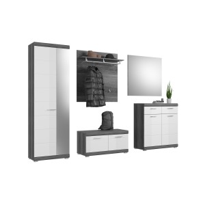 Ensemble d'entrée SCOTT – Meubles de rangement avec miroir et porte-manteaux 