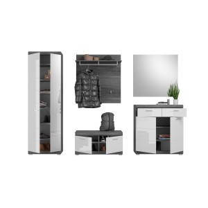 Ensemble d'entrée SCOTT – Meubles de rangement avec miroir et porte-manteaux 