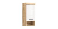 Media columna para baño RIDLEY – 1 puerta y 1 nicho – Blanco y roble claro 