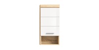 Media columna para baño RIDLEY – 1 puerta y 1 nicho – Blanco y roble claro 