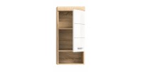 Media columna para baño RIDLEY – 1 puerta y 1 nicho – Blanco y roble claro 