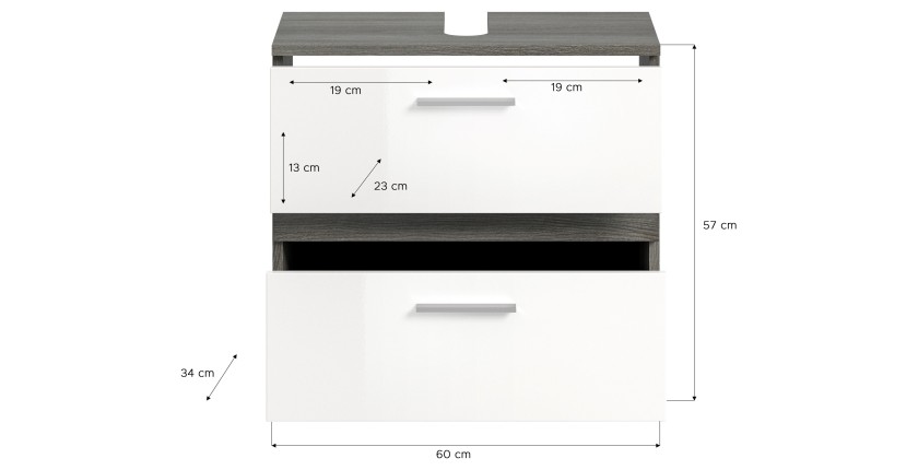 Ensemble de meubles de salle de bain WILLIAM – Gris foncé et blanc – 160x191x34 cm 