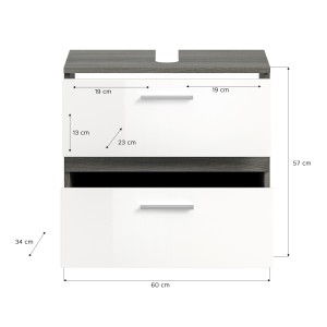 Ensemble de meubles de salle de bain WILLIAM – Gris foncé et blanc – 160x191x34 cm 