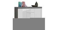 Buffet SCOTT – 3 portes et 1 tiroir – Gris foncé et blanc – 120x85x37 cm 