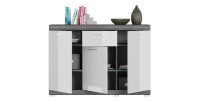Buffet SCOTT – 3 portes et 1 tiroir – Gris foncé et blanc – 120x85x37 cm 