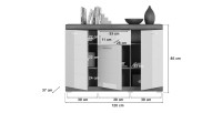 Buffet SCOTT – 3 portes et 1 tiroir – Gris foncé et blanc – 120x85x37 cm 