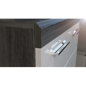 Buffet SCOTT – 3 portes et 1 tiroir – Gris foncé et blanc – 120x85x37 cm 